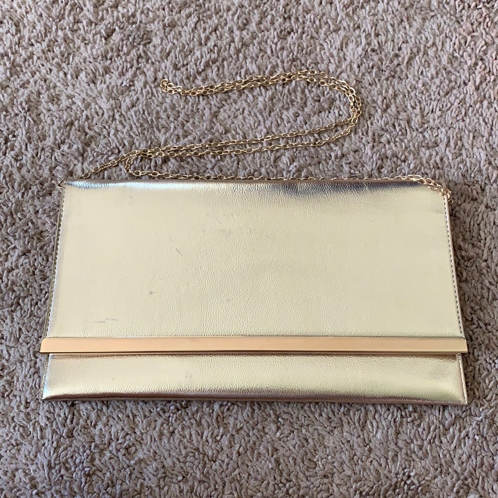 Gold Clutch Purse with Strap